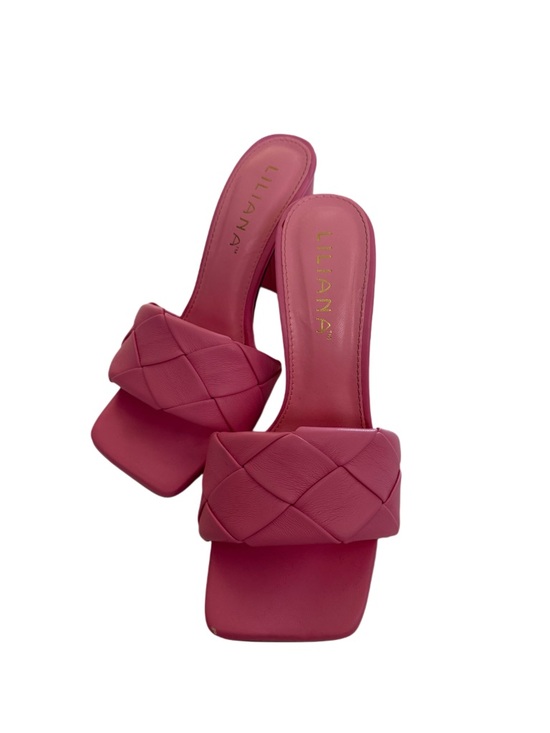 Liliana Shoes - Liliana Pink Braided Square Toe Block Heel Mule Size 6 Beach Vacay Colorful